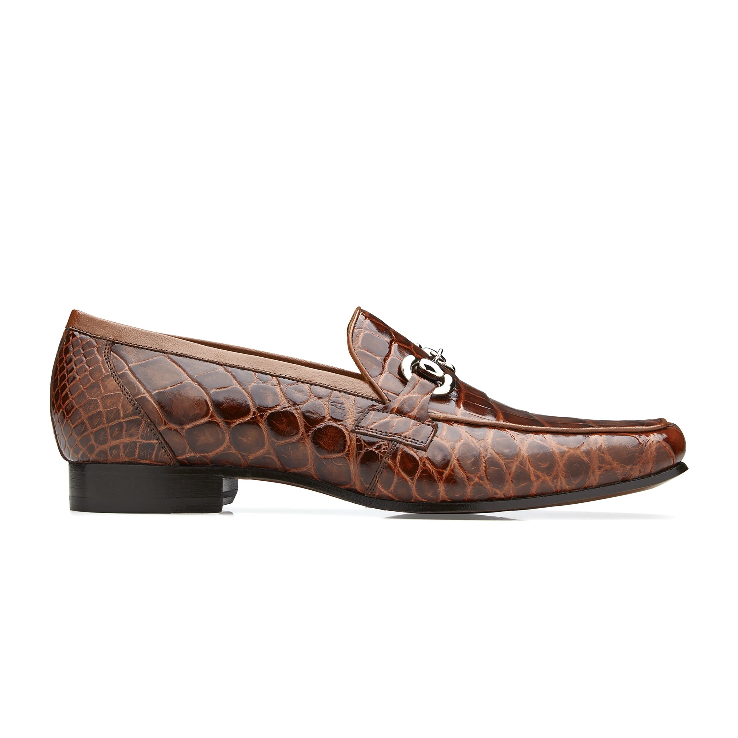 Mens Belvedere Gerald Alligator Dress Loafer Shoe in Brown - 8