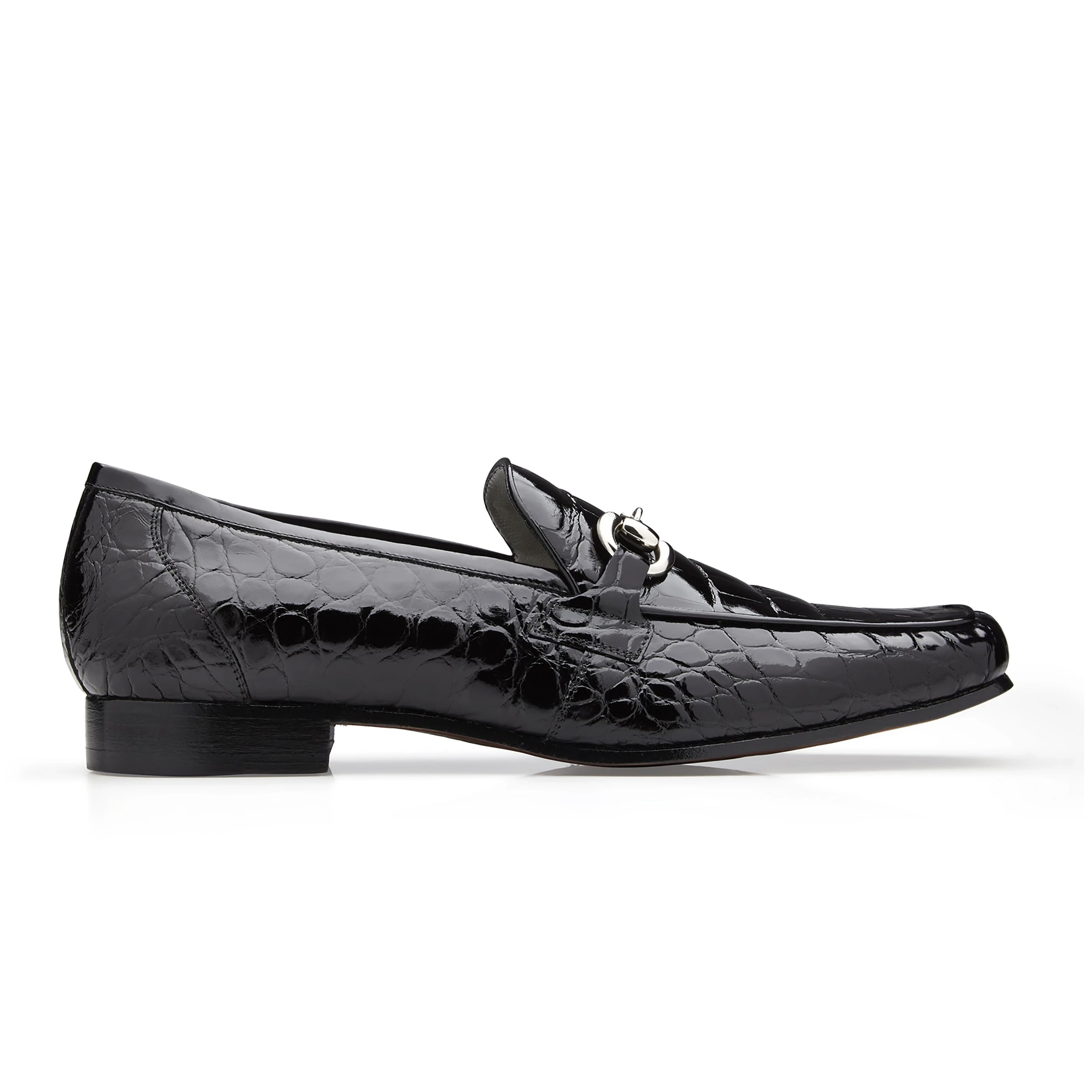 Mens Belvedere Gerald Alligator Dress Loafer Shoe in Black - 8