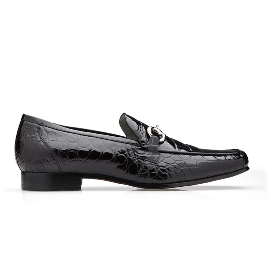 Mens Belvedere Gerald Alligator Dress Loafer Shoe in Black