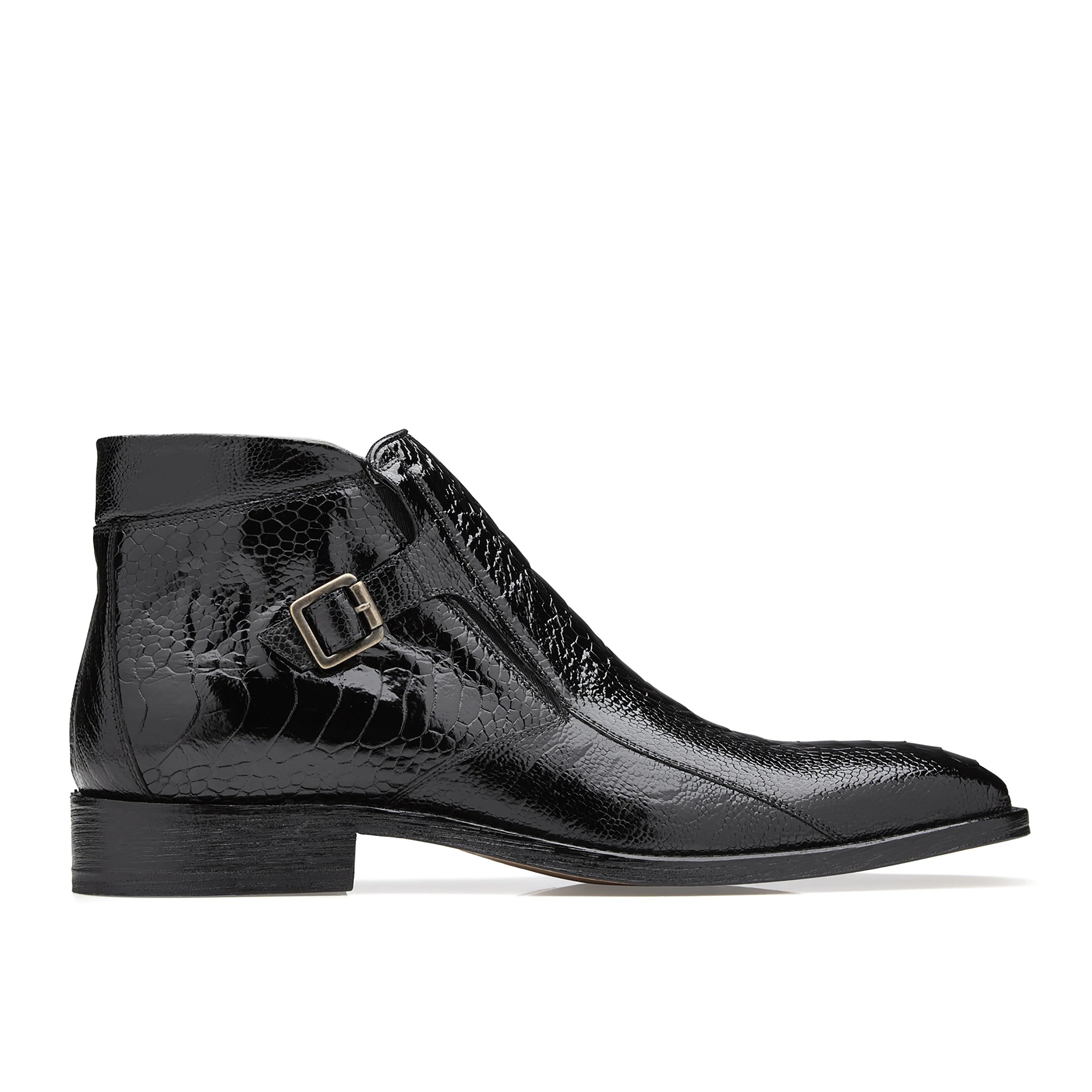 Mens Belvedere Gregg Ostrich Leg Monk Strap Dress Boot in Black - 8