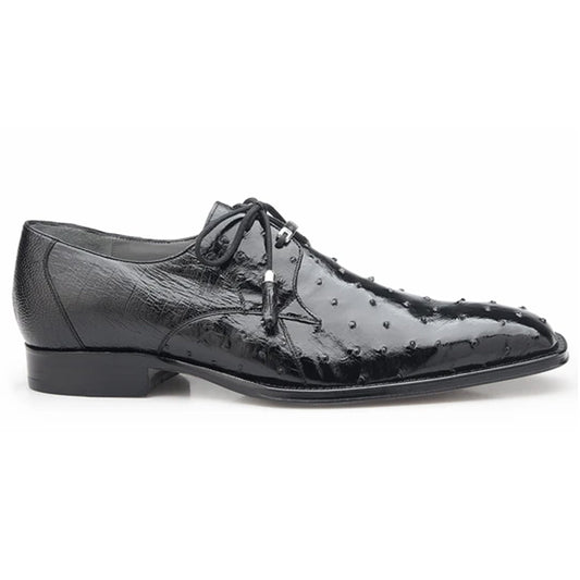 Mens Belvedere Isola Ostrich Quill Dress Shoe in Black