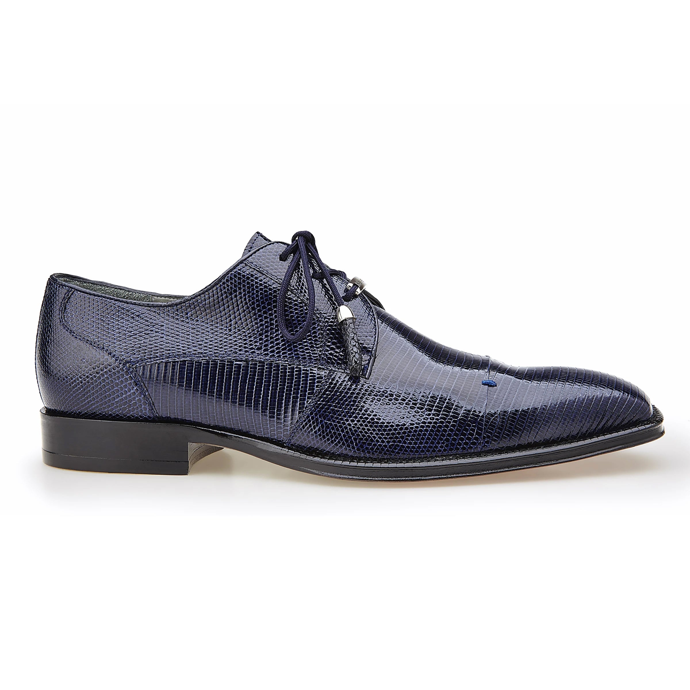 Mens Belvedere Karmelo Lizard Cap Toe Dress Shoe in Navy - 8