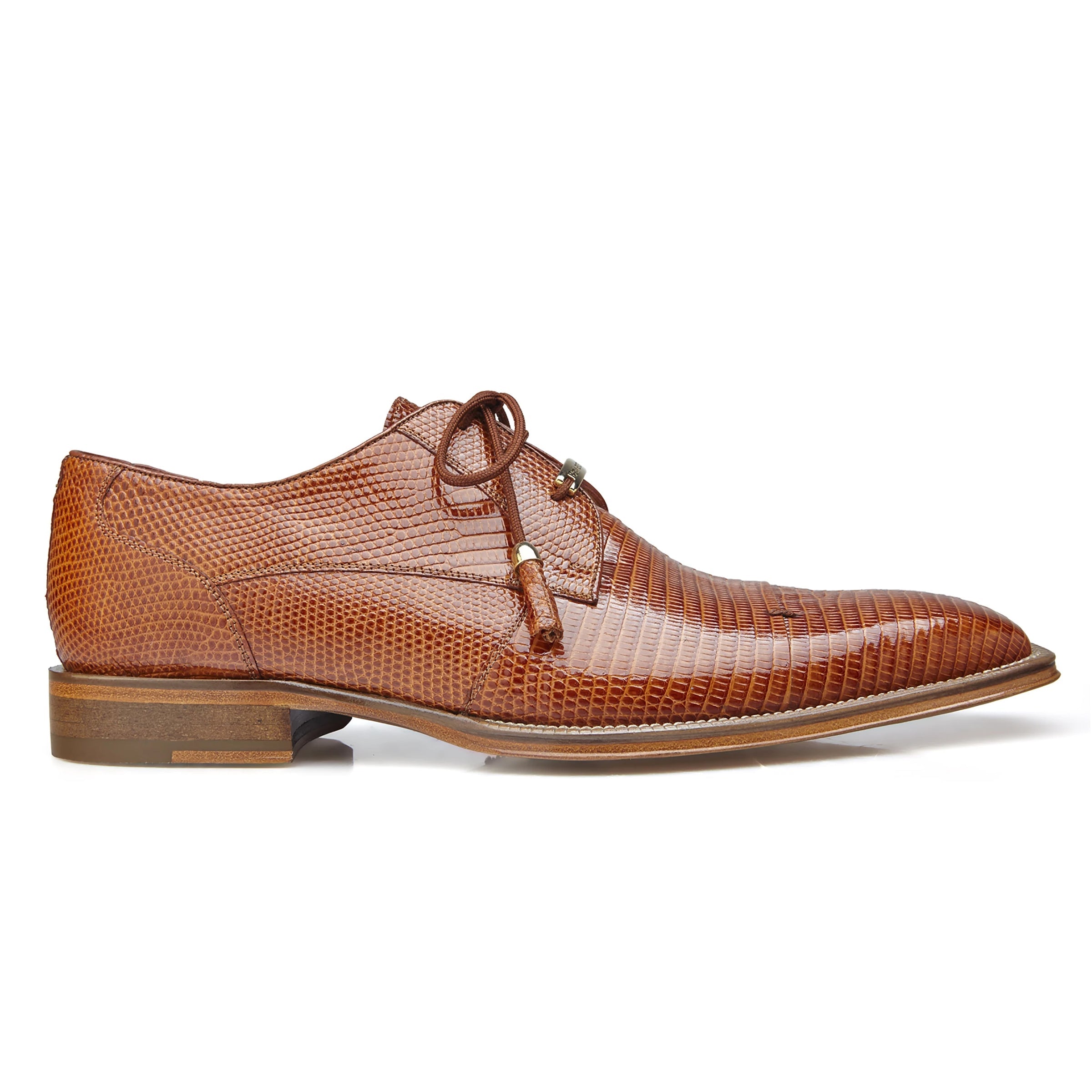 Mens Belvedere Karmelo Lizard Cap Toe Dress Shoe in Tan - 8