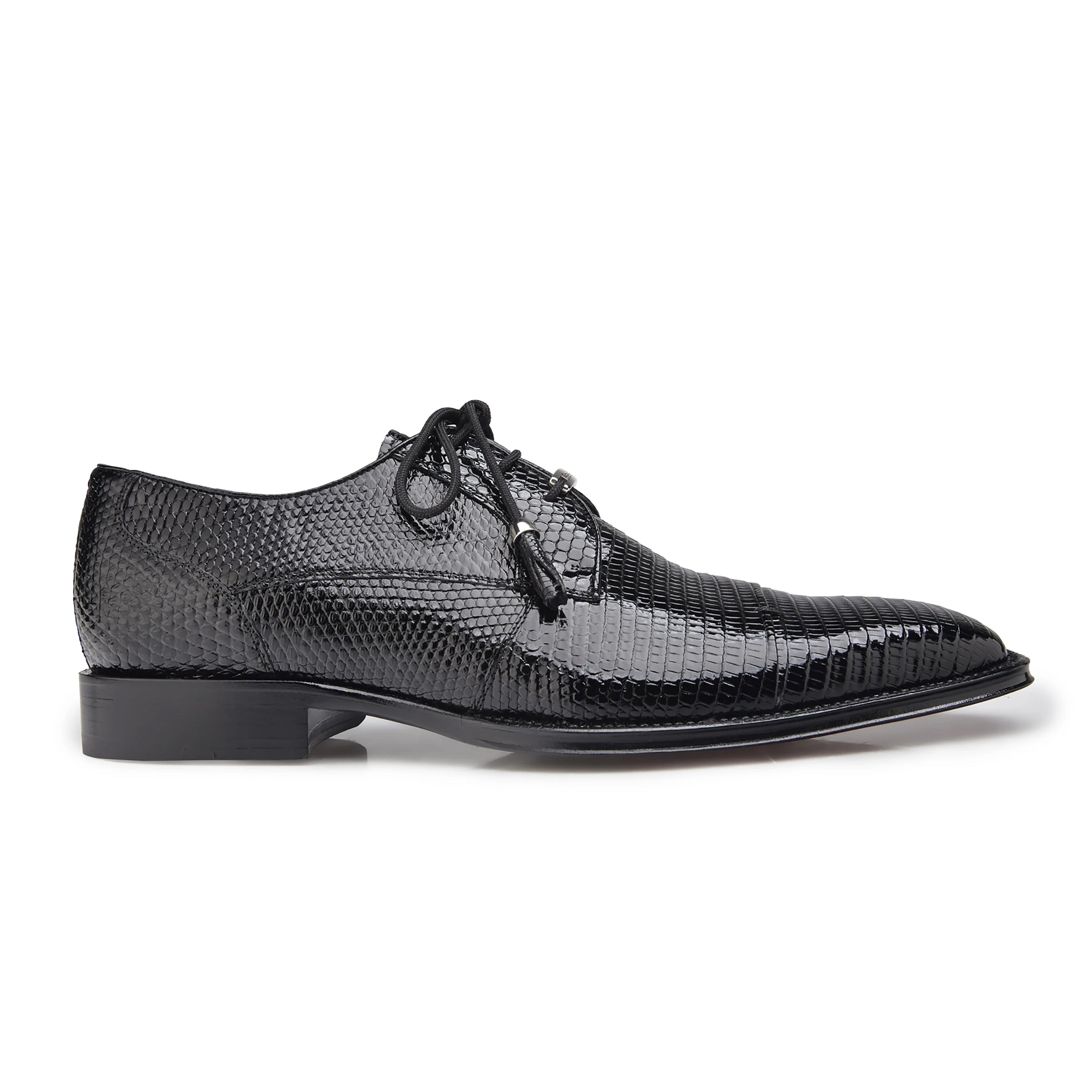 Mens Belvedere Karmelo Lizard Cap Toe Dress Shoe in Black - 8