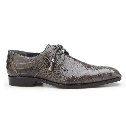 Mens Belvedere Lago Alligator Derby Dress Shoe in Grey