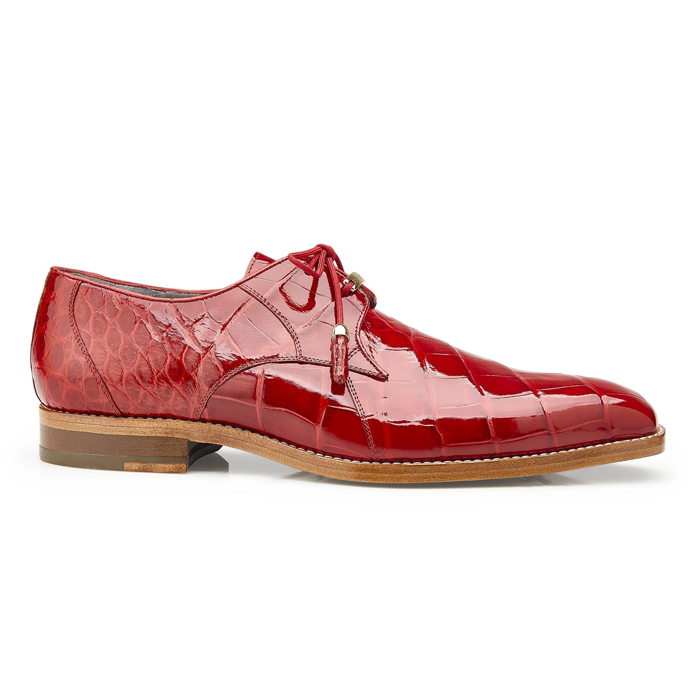 Mens Belvedere Lago Alligator Derby Dress Shoe in Cognac - 10