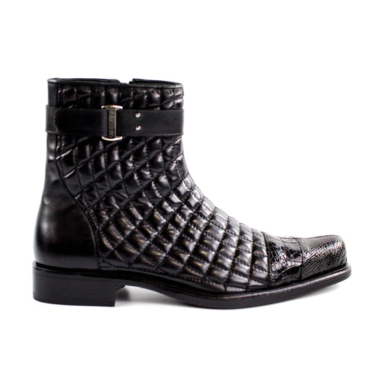 Mens Belvedere Libero Quilted Caiman Dress Boot in Brown-New Designer Collection