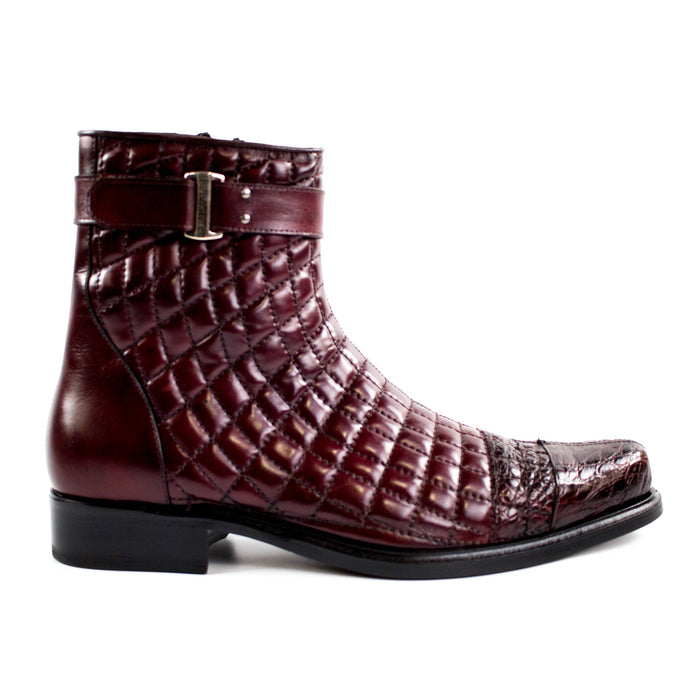 Mens Belvedere Libero Quilted Caiman Dress Boot in Brown-New Designer Collection
