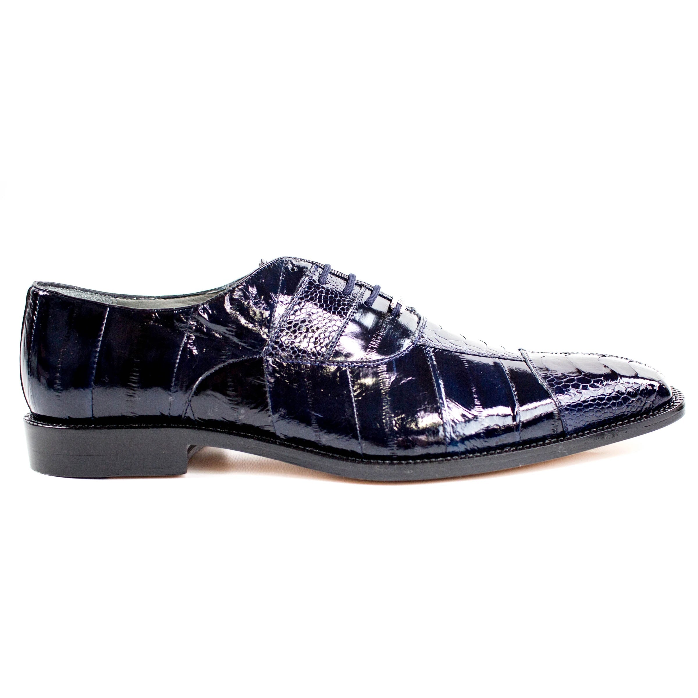 Mens Belvedere Mare Eel & Ostrich Cap Toe Dress Shoe in Purple - 9