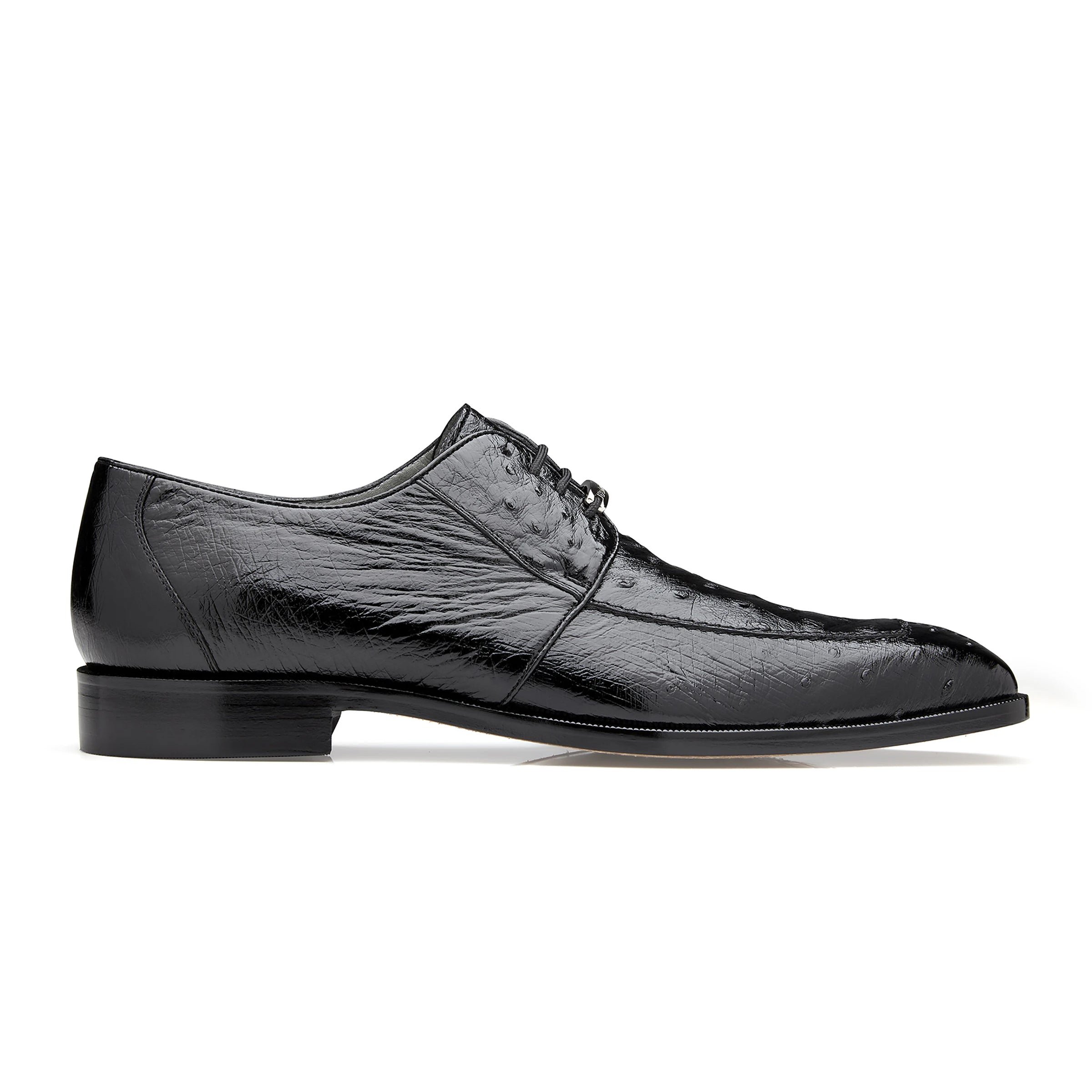 Mens Belvedere Rovigo Calf & Ostrich Split Toe Dress Shoe in Black - 8