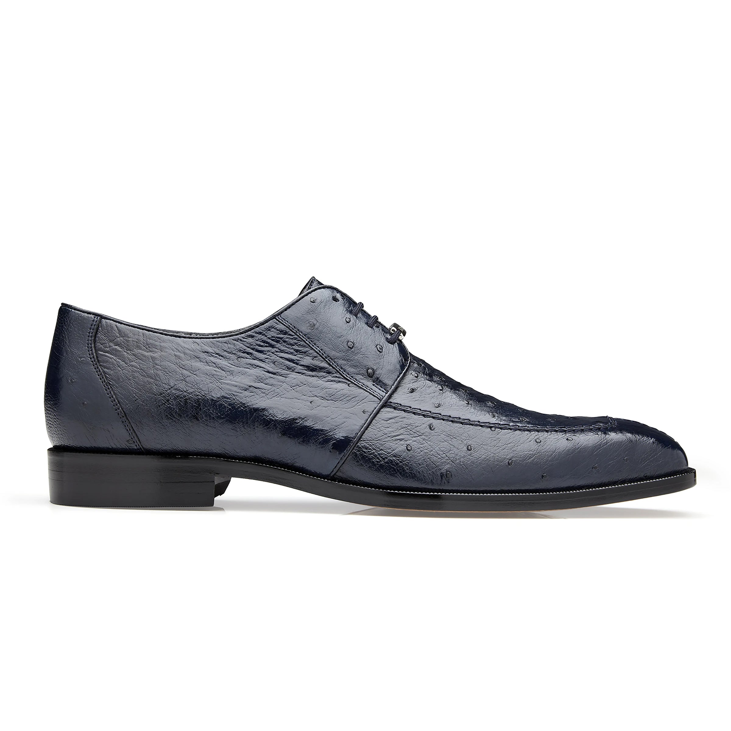 Mens Belvedere Rovigo Calf & Ostrich Split Toe Dress Shoe in Navy - 8