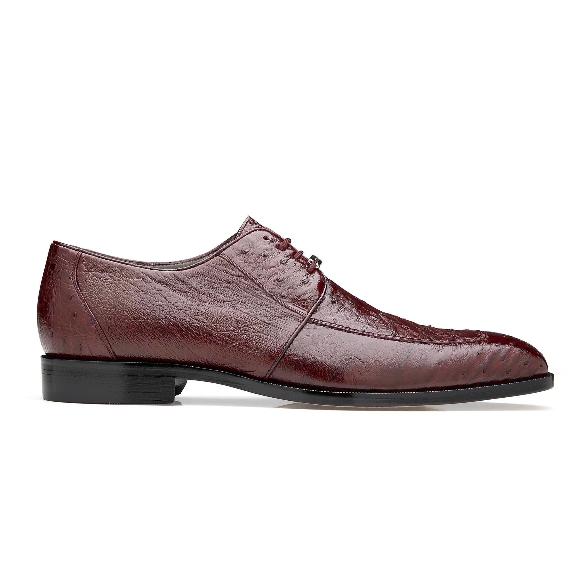 Mens Belvedere Rovigo Calf & Ostrich Split Toe Dress Shoe in Burgundy - 8