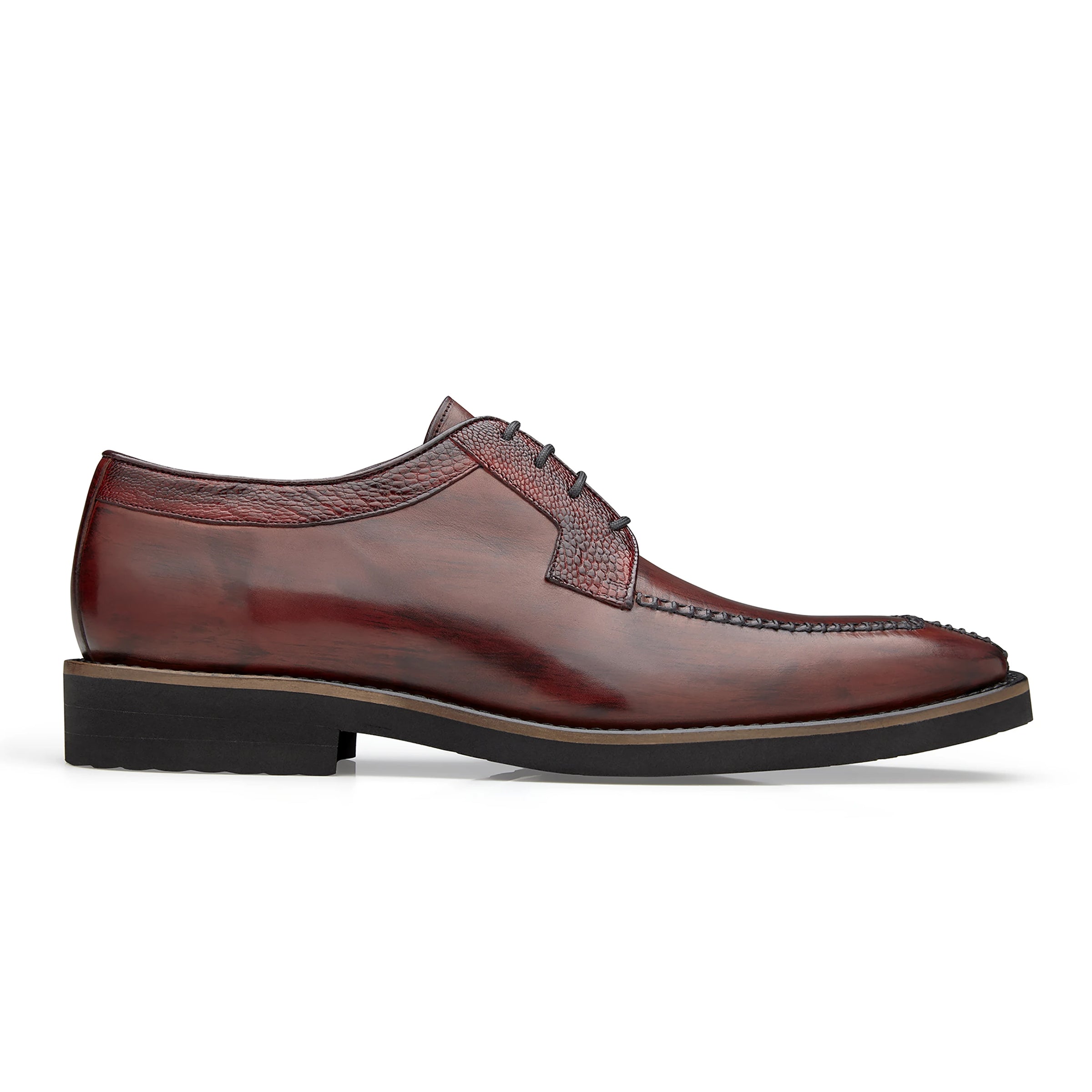 Mens Belvedere Samuel Calf & Ostrich Split Toe Dress Shoe in Burgundy - 8