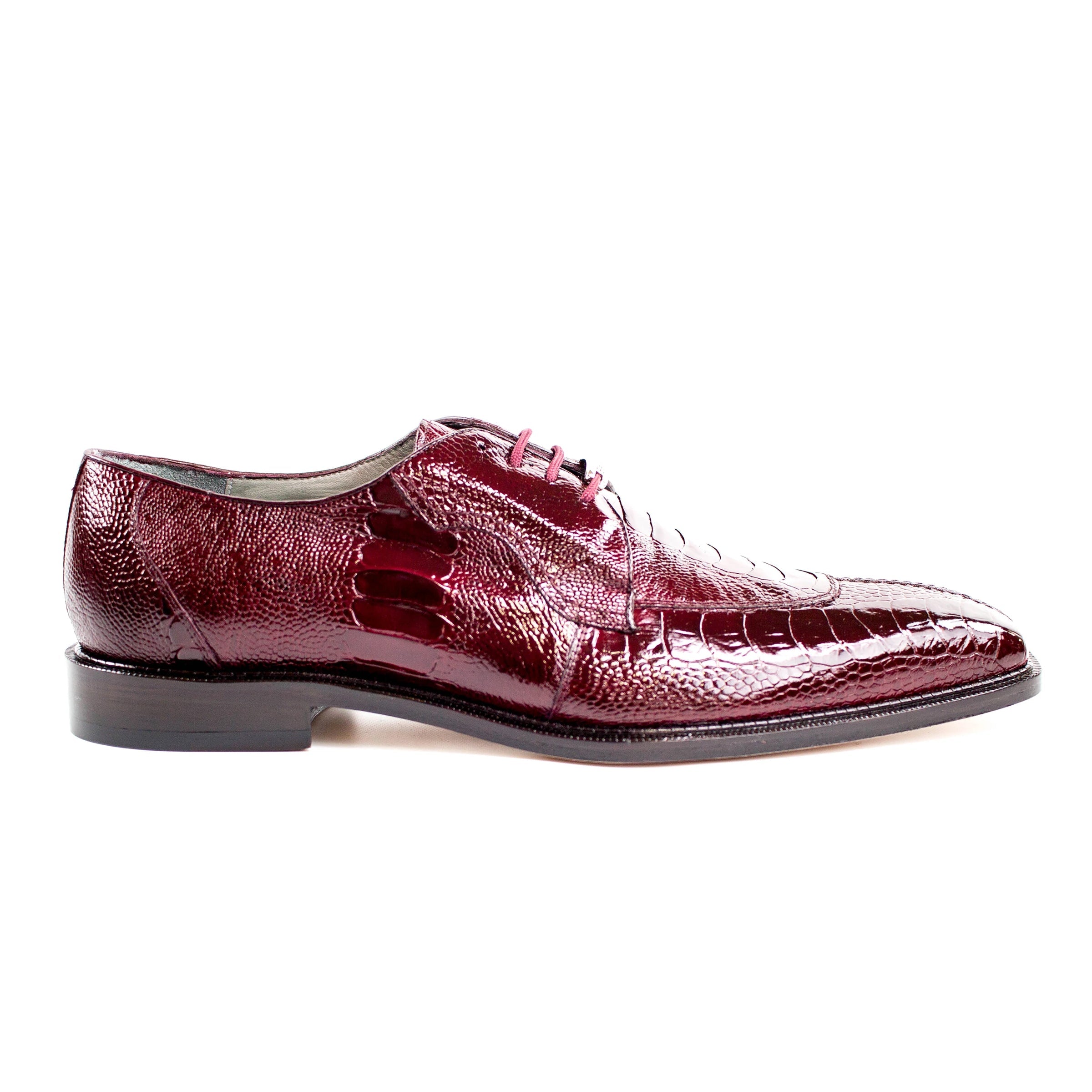 Mens Belvedere Siena Ostrich Leg Split Toe Dress Shoe in Burgundy - 9