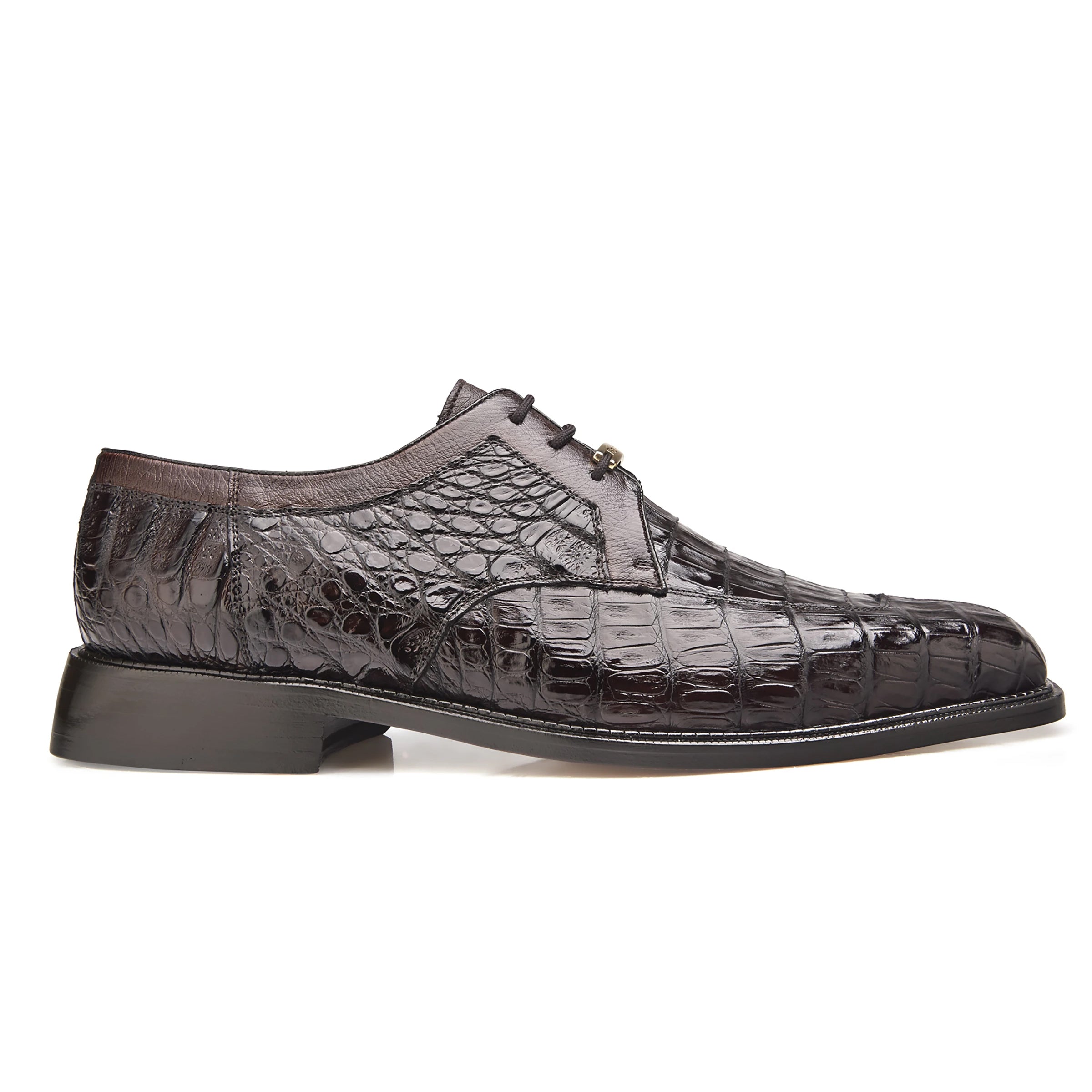 Mens Belvedere Susa Full Caiman Crocodile Dress Shoe in Black - 8