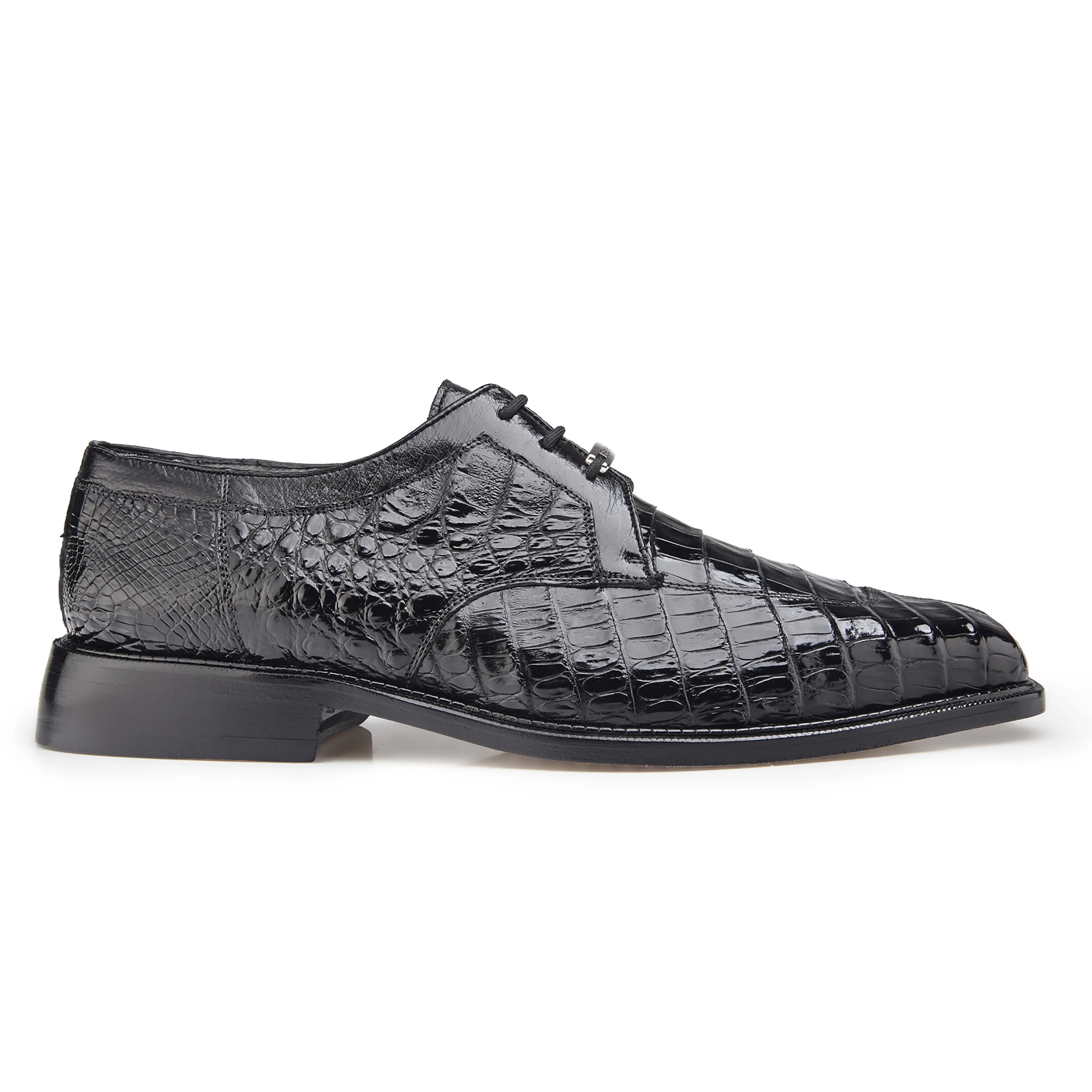 Mens Belvedere Susa Full Caiman Crocodile Dress Shoe in Black - 8