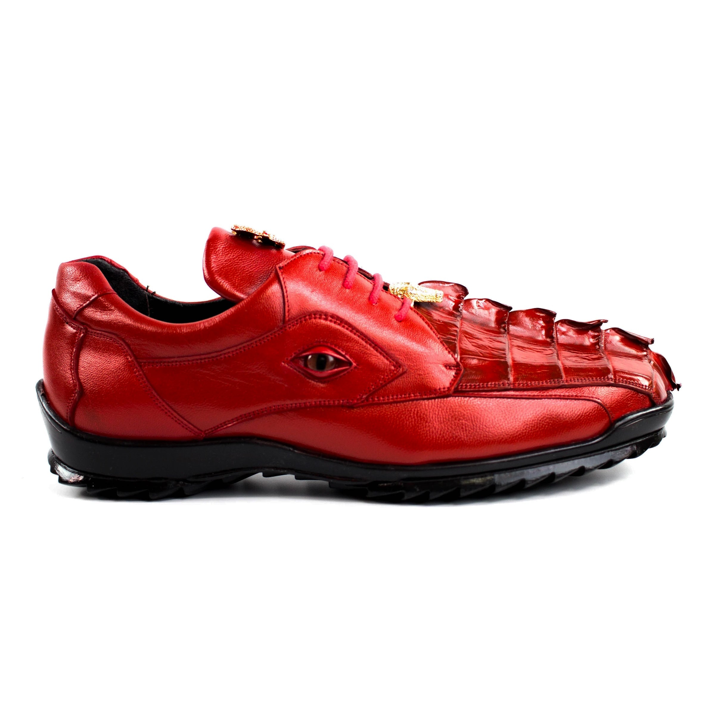 Mens Belvedere Vasco Hornback Crocodile Sneaker in Red - 8