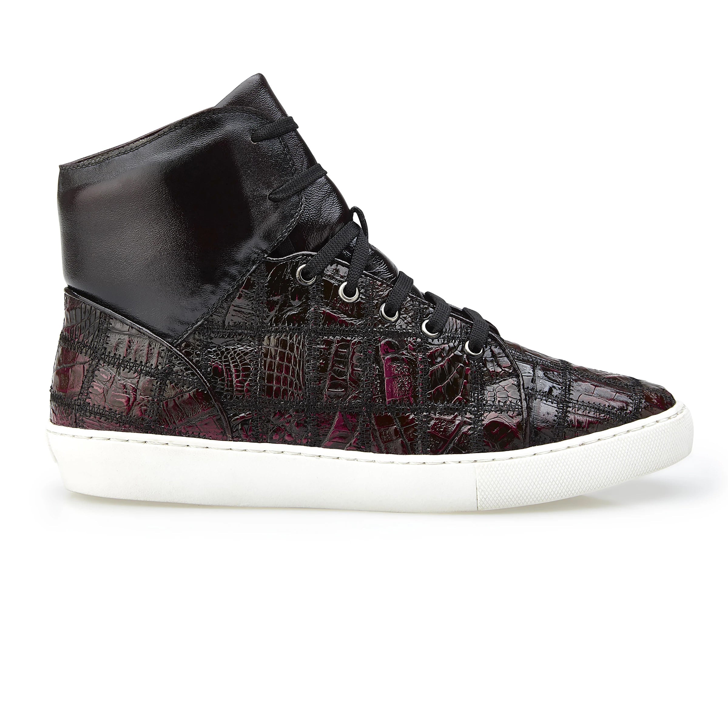 Mens Belvedere Vero Crocodile Patchwork Hightop Sneaker in Honey - 8