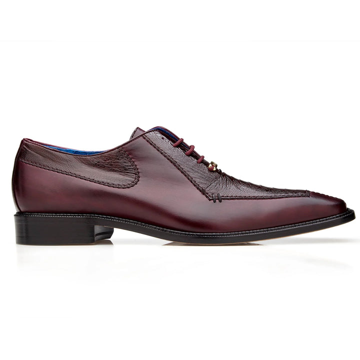 Men's Belvedere Biagio Ostrich Leg & Italian Calf Lace Up Dress Shoe in Burgundy - 9-M