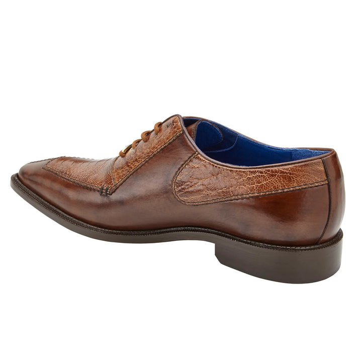 Men's Belvedere Biagio Ostrich Leg & Italian Calf Lace Up Dress Shoe in Antique Peanut Camel - 9