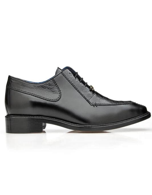 Men's Belvedere Biagio Ostrich Leg & Italian Calf Lace Up Black Dress Shoe