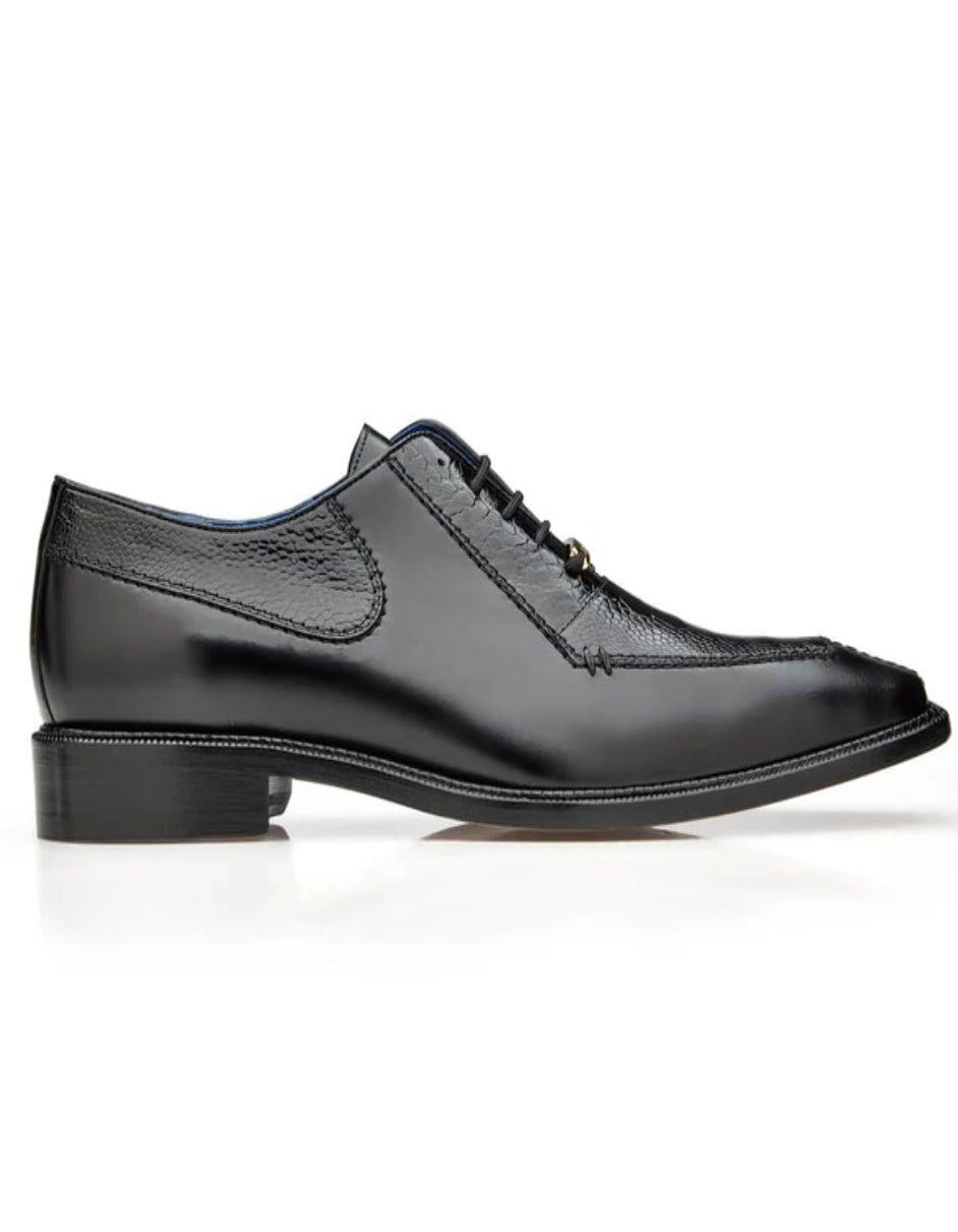 Men's Belvedere Biagio Ostrich Leg & Italian Calf Lace Up Black Dress Shoe - US 9.0 Standard/D/ Medium / Eu:42