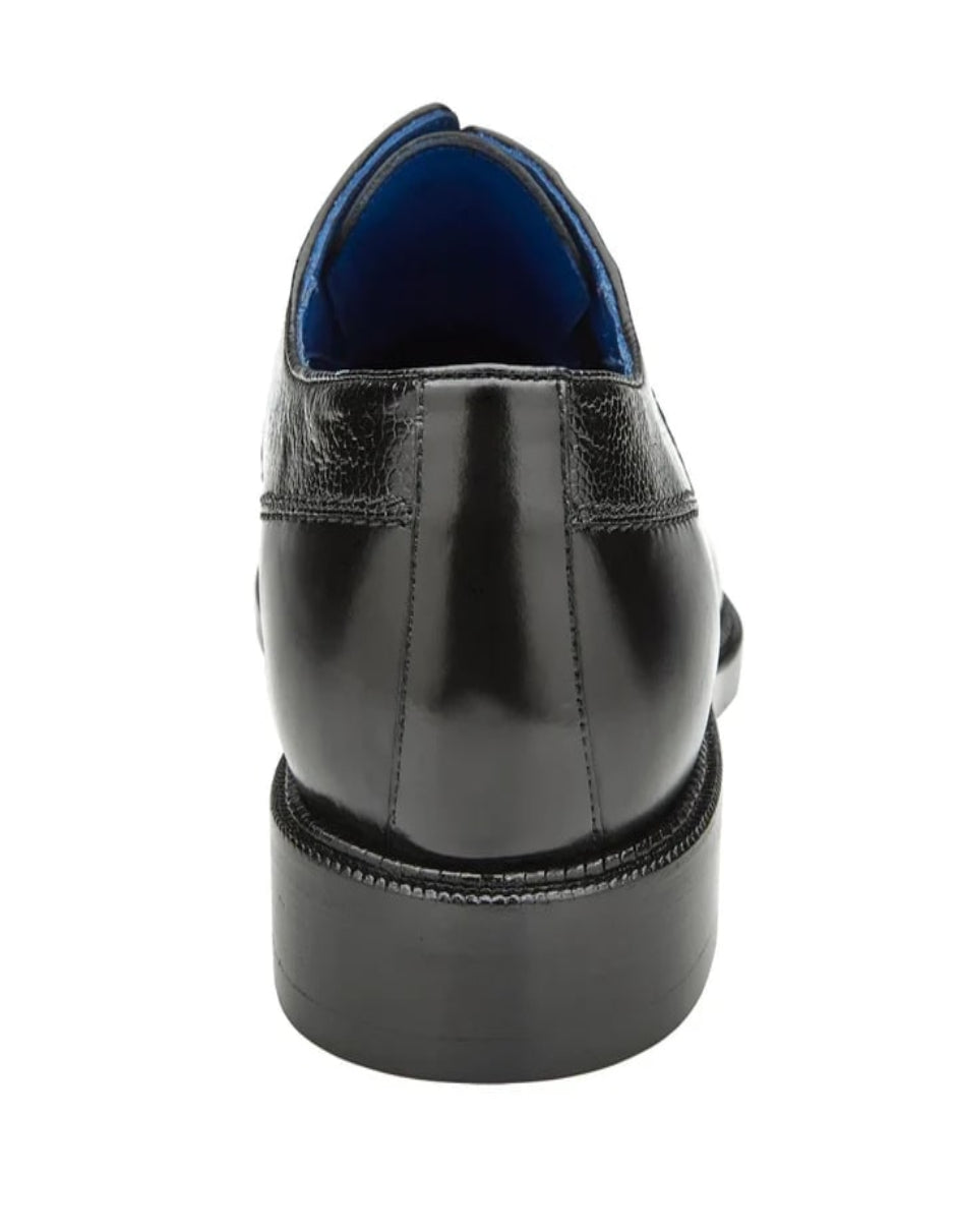 Men's Belvedere Biagio Ostrich Leg & Italian Calf Lace Up Black Dress Shoe - US 9.0 Standard/D/ Medium / Eu:42