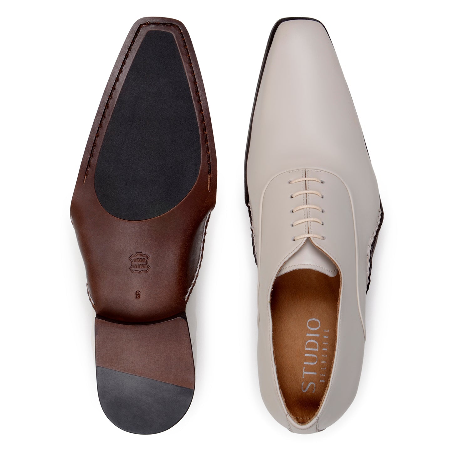 Belvedere Bianca: Light Bone Alligator Leather Luxury Shoe - 9
