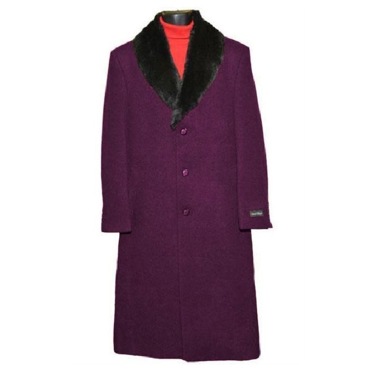 Big And Tall Burgundy Wool Outerwear Overcoat Up to Size 68