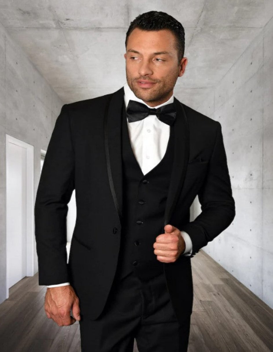 Mens Black 1 Button Tailored Fit Tuxedo - Coat Size 38