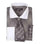 Mini Plaid/Checks French Cuff Black With Tie And Handkerchief White Collar Two Toned Contrast Men's Dress Shirt