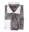 Mini Plaid/Checks French Cuff Black With Tie And Handkerchief White Collar Two Toned Contrast Men's Dress Shirt