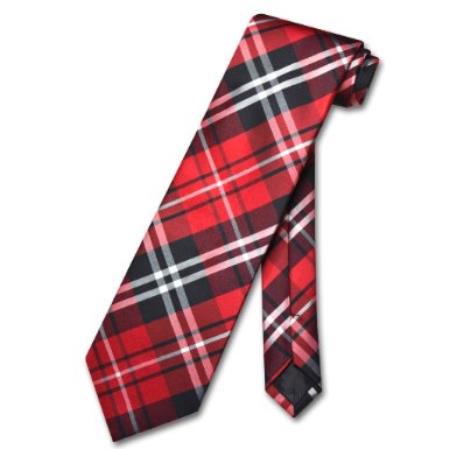 Mens New Years Outfit-Black Red White Design Men's Neck Tie - Men's Neck Ties - Mens Dress Tie - Trendy Mens Ties - One size