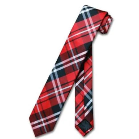 Mens New Years Outfit-Narrow NeckTie Skinny Black Red White Men's 2.5 Neck Tie -Men's Neck Ties - Mens Dress Tie - Trendy Mens Ties