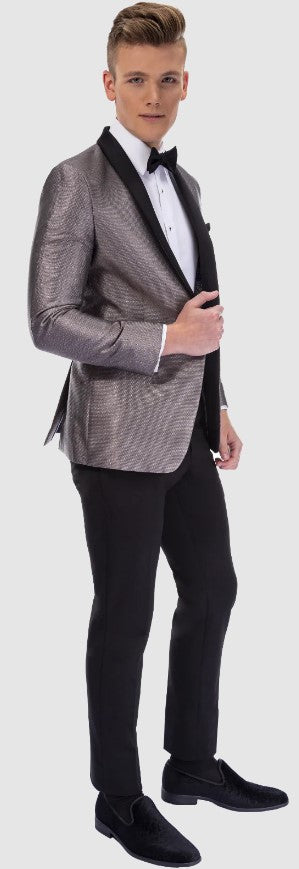 Mens Slim Fit Tuxedo Jacket Black Satin Shawl Lapel - Coat Size 38