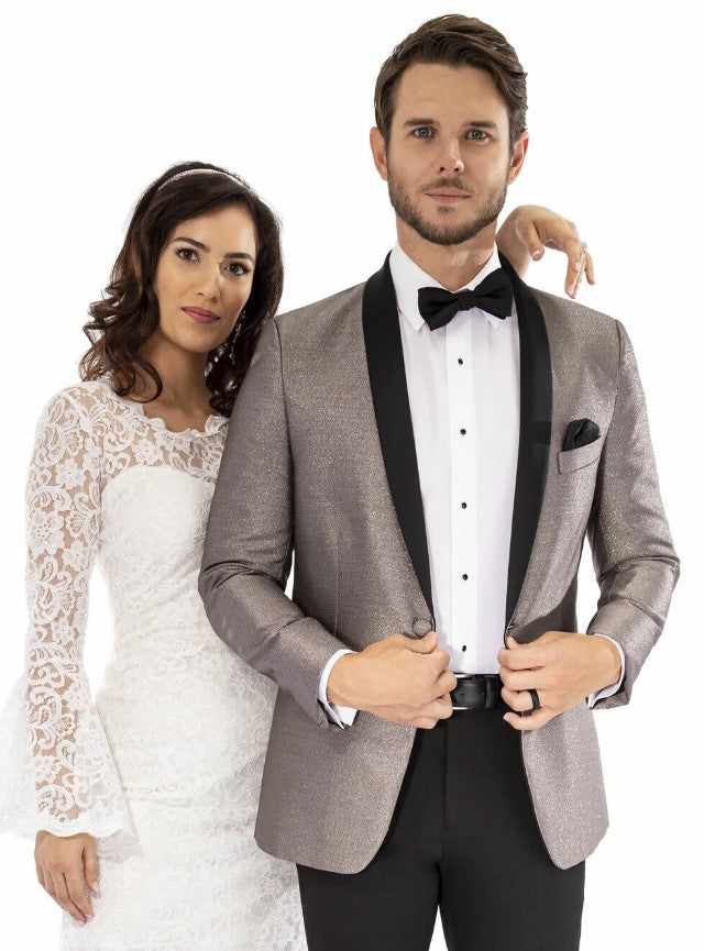 Mens Slim Fit Tuxedo Jacket Black Satin Shawl Lapel - Coat Size 38