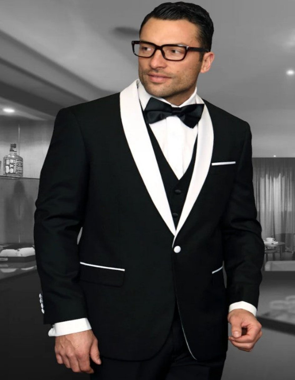 Mens Black Shawl Lapel Tailored Fit Tuxedo - Coat Size 38