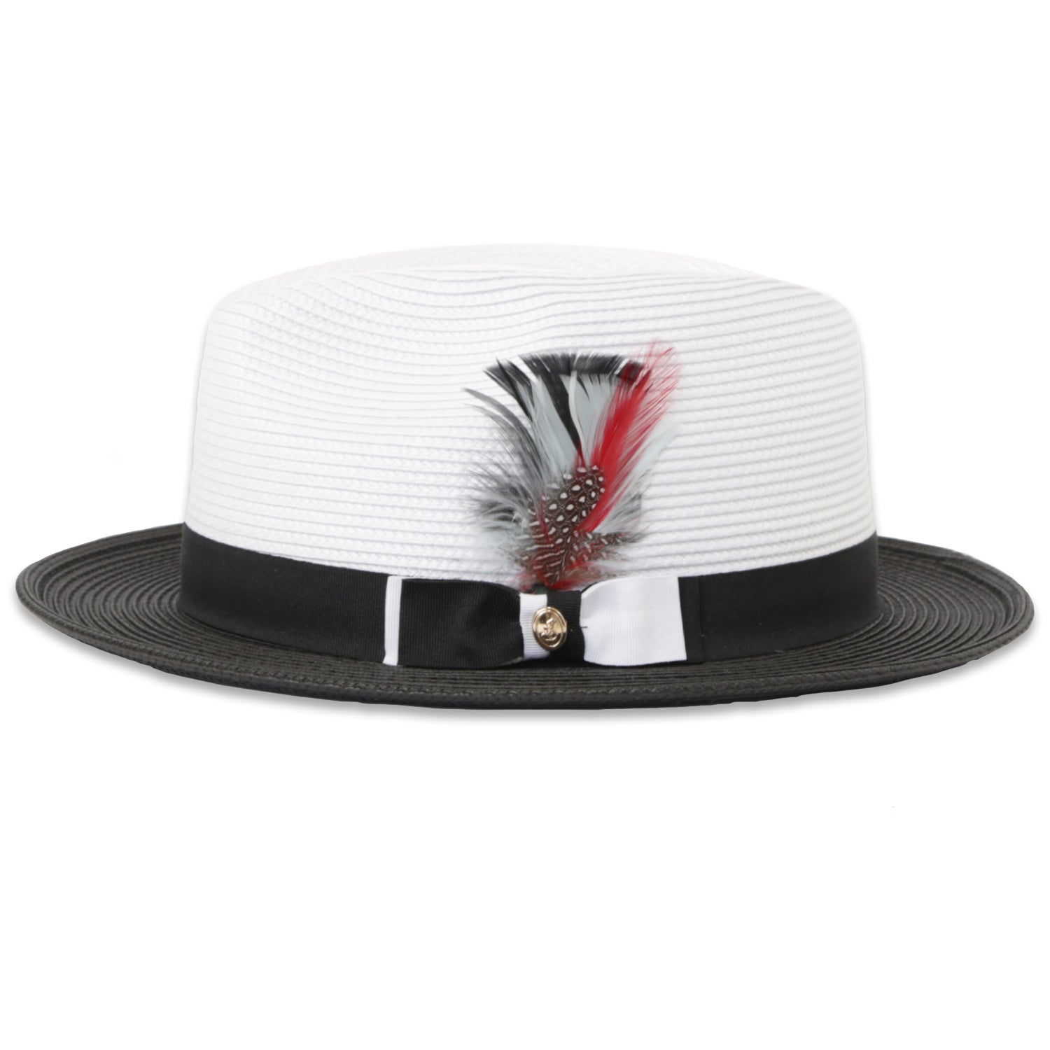 Tapa Crushable Straw Hat Fedora in Two Tone Black-White - Small