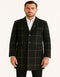 Mens Black Windowpane Wool Overcoat – Big Plaid Pattern Classic Checkered CarCoat