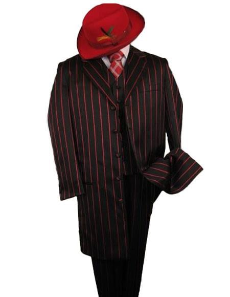 Black With Red Pinstripe Fashion Zoot Suit - Long Suit $175 - 58R