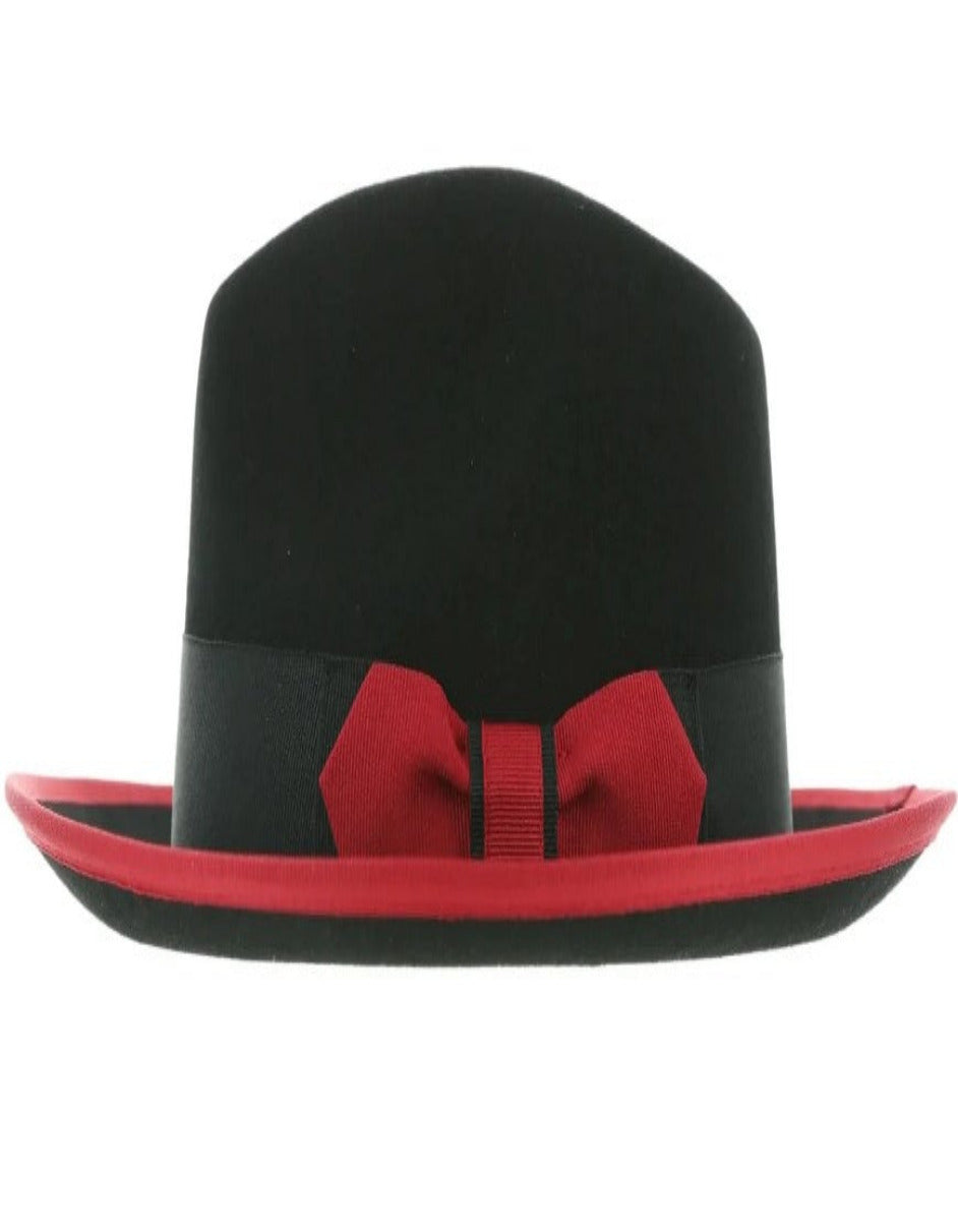 Black and Red Dress Hat 1920s Fedora Style - Men's Classic Two Tone Trilby Fedora Dress Hat in Black and Red - S