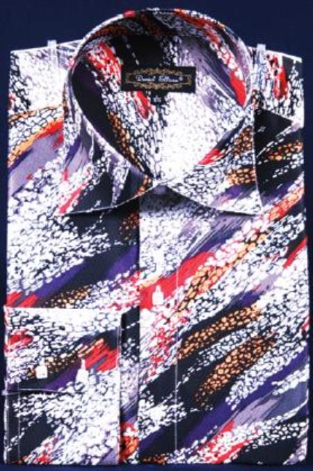 Fancy Polyester Dress Fashion Shirt With Button Cuff Black / Red Men's Dress Shirt Night Club Outfit Guys Wear For Men Clothing Fashion - M Or Medium