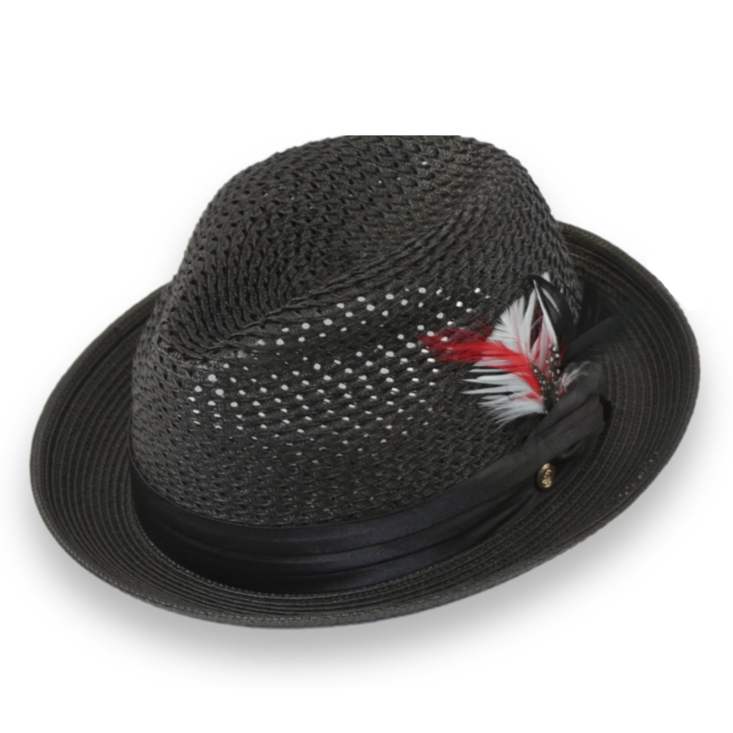 Castor Crushable Straw Hat Fedora in Black - Small