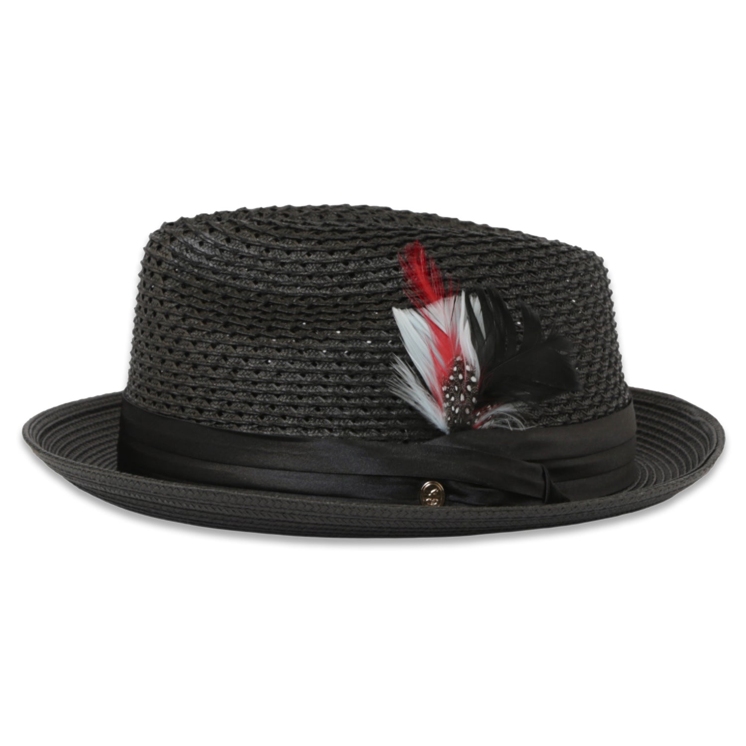 Castor Crushable Straw Hat Fedora in Black - Small