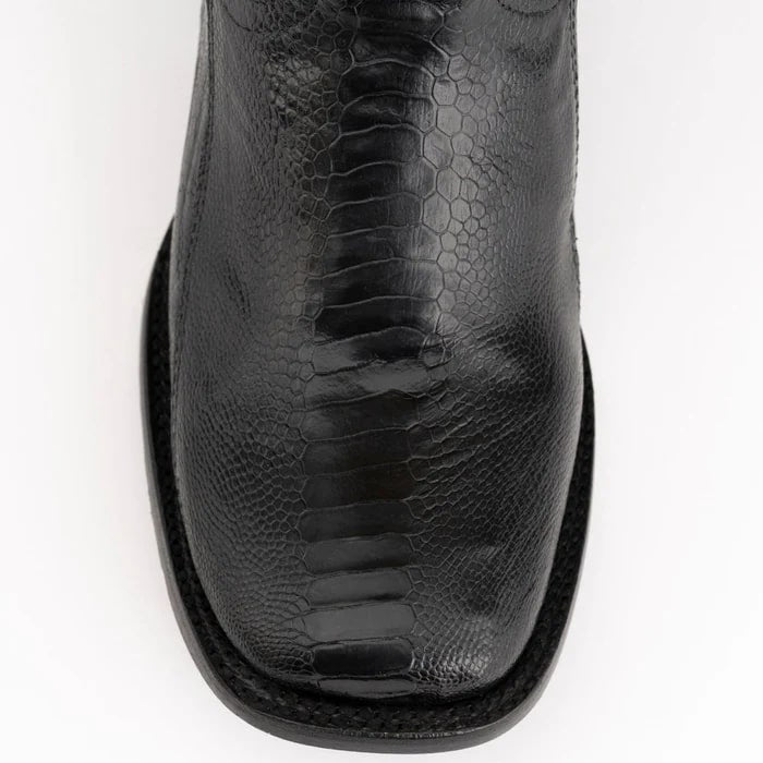 Ferinni Boot - Mens Dress Cowboy Boot  - Ferrini Men's Nash Ostrich Leg Boots Handcrafted - Black  in Black Color - 8D