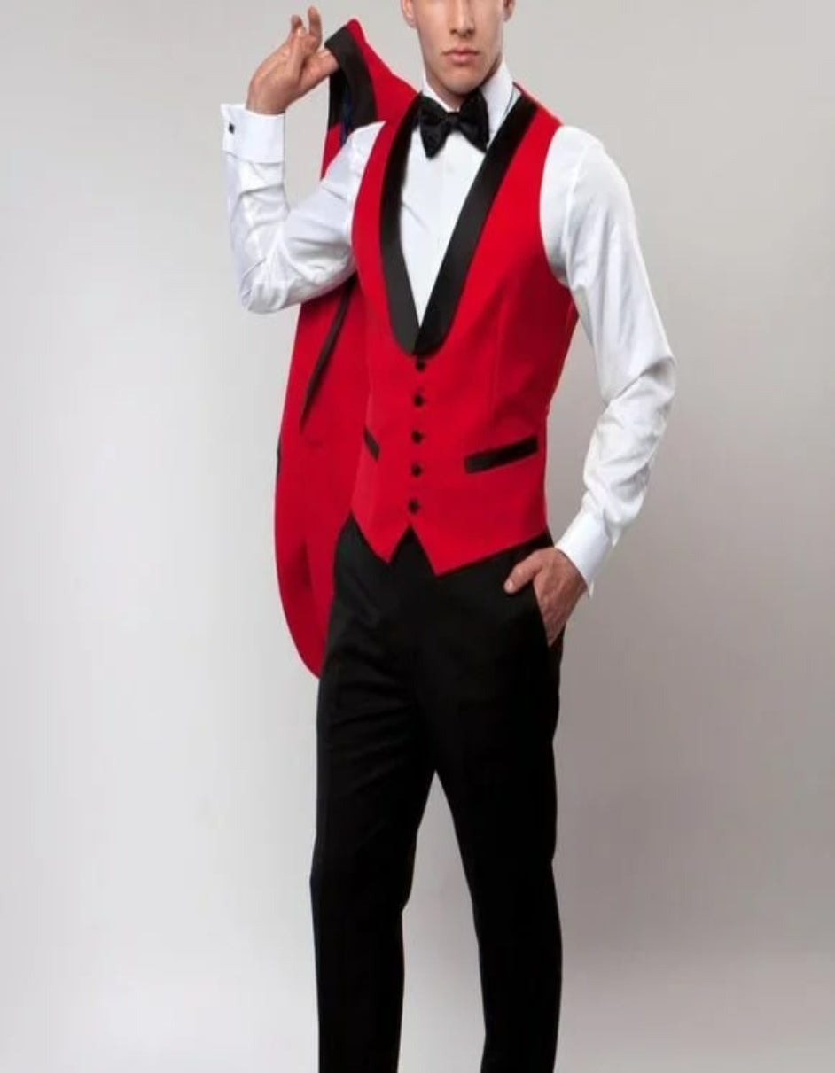 Bryan Michaels Slim Fit 3-PC Tuxedo, Black - 38 Short Jacket+32 Waist Adjustable 28to34)(Height: 5 4 to5 7 )(Neck  15-16.5)S-M)