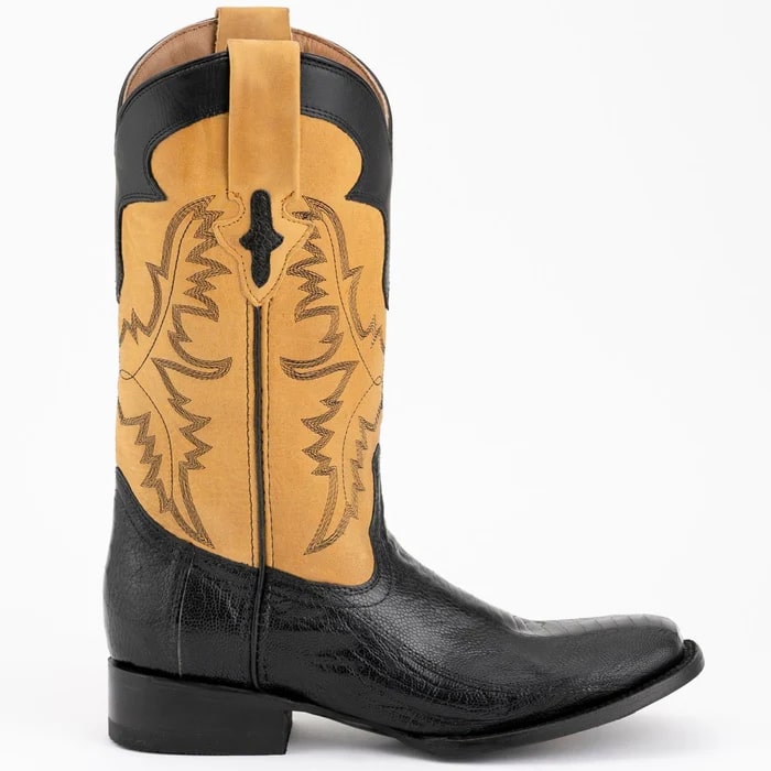Ferinni Boot - Mens Dress Cowboy Boot  - Ferrini Men's Nash Ostrich Leg Boots Handcrafted - Black  in Black Color - 8D