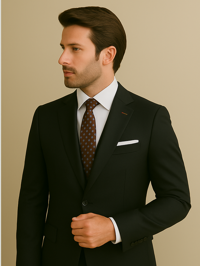 Modern Fit - Wool Suit - Italian Made Business Suit by Statement Men's 2 Piece 100% Wool Modern Fit Suit - Subtle Windowpane