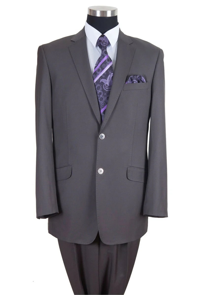 Mens Classic 2 Button Wool Feel - Designer Brand Notch Lapel Suit in Grey - 38 Short Jacket+32 Waist Adjustable 28to34)(Height: 5 4 to5 7 )(Neck  15-16.5)S-M)