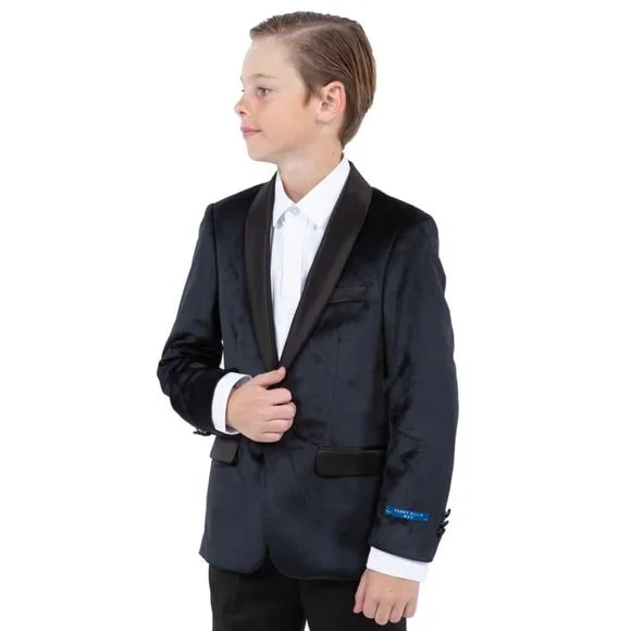 Perry Ellis Boys Velvet Jacket, Black